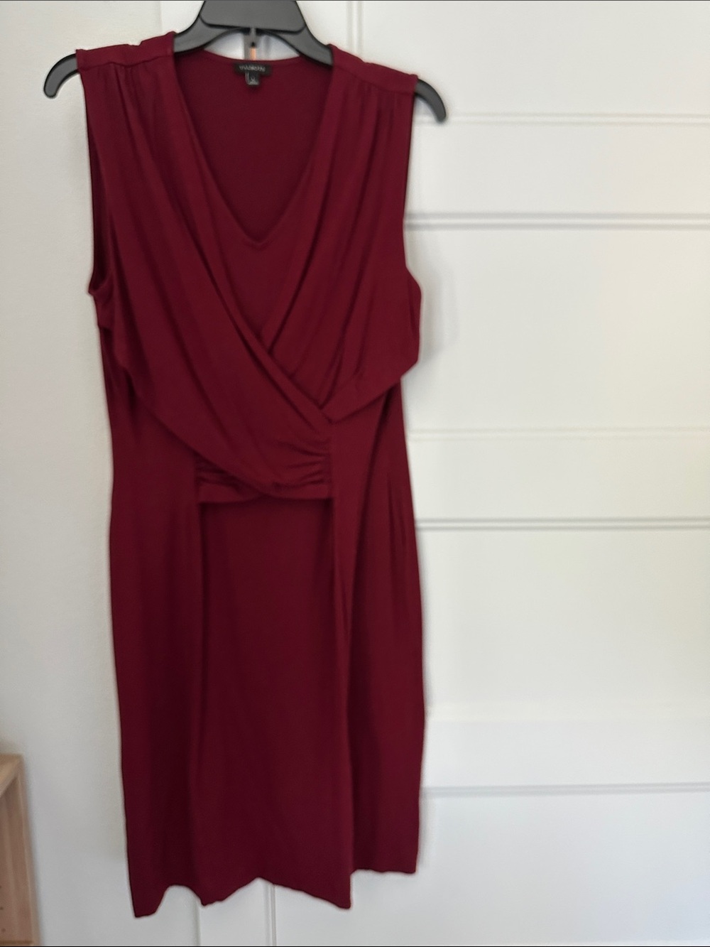 Talbots Sleeveless Wrap-Front Dress in Burgundy